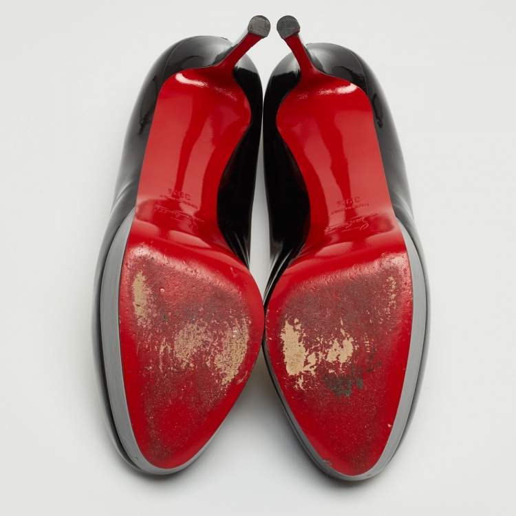 Pre Owned Christian Louboutin Black Patent Leather Bianca Platform Pumps Size 39.5