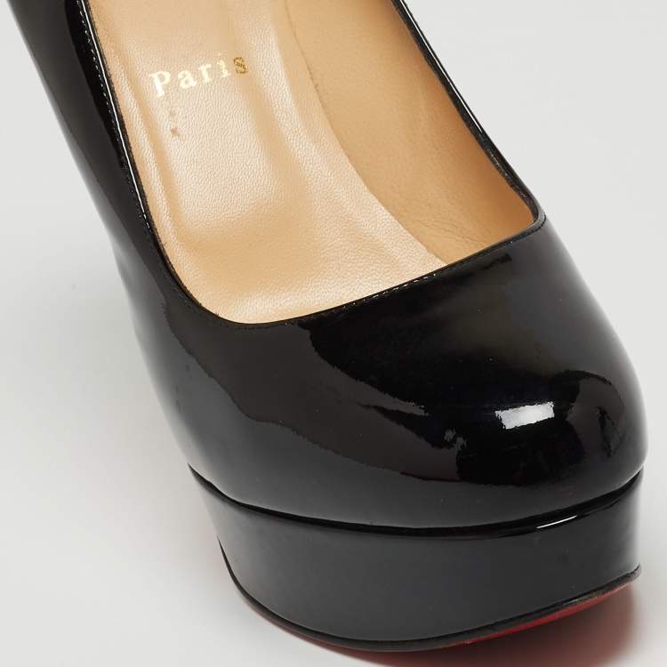 Pre Owned Christian Louboutin Black Patent Leather Bianca Platform Pumps Size 39.5