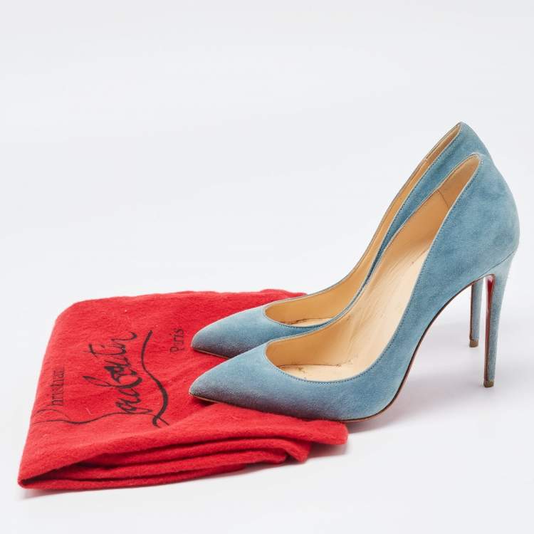 Pre Owned Christian Louboutin Blue Suede Pigalle Follies Pumps Size 37