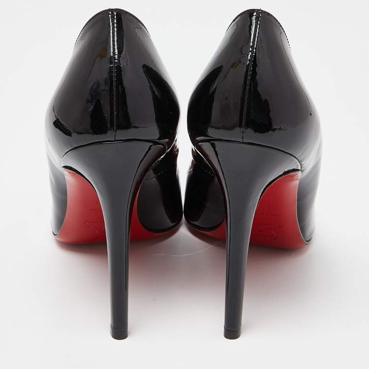 Pre Owned Christian Louboutin Black Patent Leather Pointed Toe Pumps Size 40.5