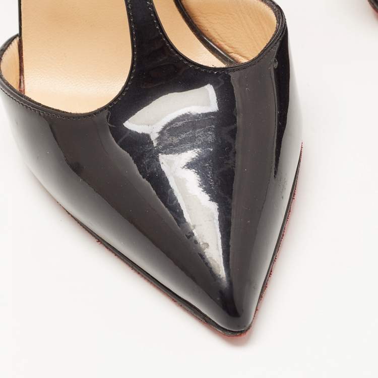 Pre Owned Christian Louboutin Black Patent  Confusa Sandals Size 36