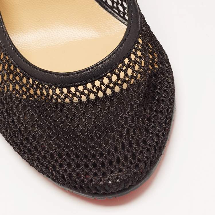 Pre Owned Christian Louboutin Black Chevron Mesh Saramor Maille Pointed Toe Pumps Size 36
