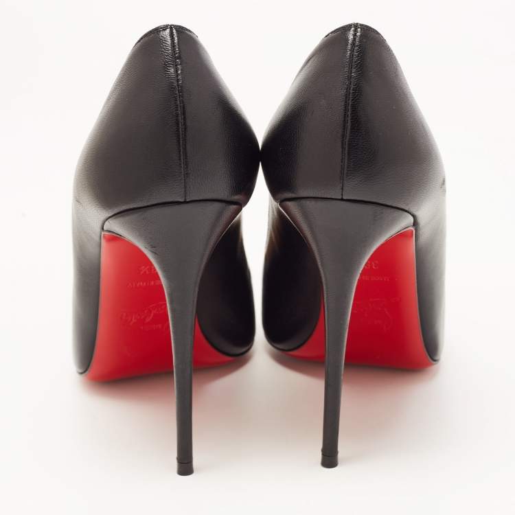 Pre Owned Christian Louboutin Black Leather Pigalle Pointed Toe Pumps Size 38.5