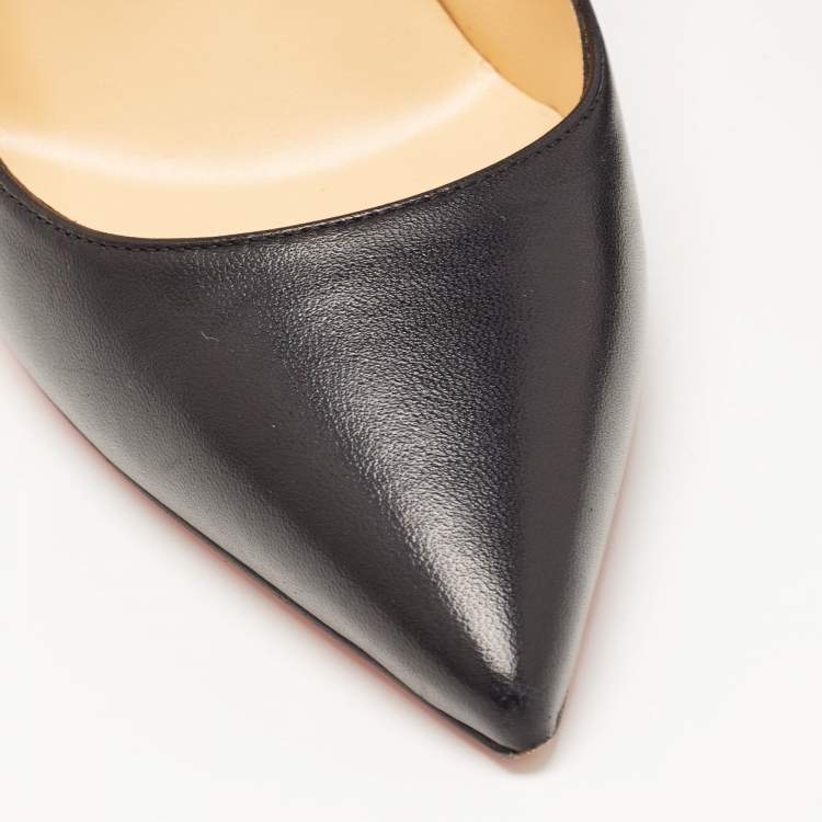 Pre Owned Christian Louboutin Black Leather Pigalle Pointed Toe Pumps Size 38.5