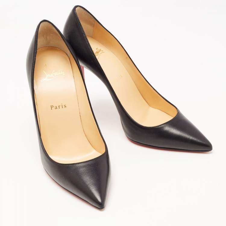 Pre Owned Christian Louboutin Black Leather Pigalle Pointed Toe Pumps Size 38.5