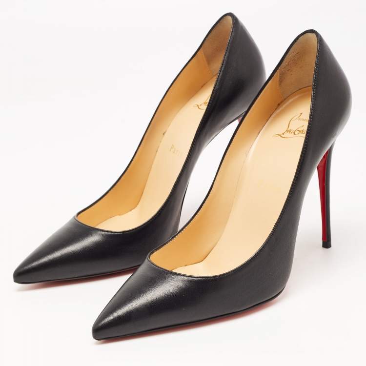 Pre Owned Christian Louboutin Black Leather Pigalle Pointed Toe Pumps Size 38.5