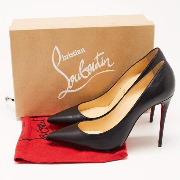 Pre Owned Christian Louboutin Black Leather Pigalle Pointed Toe Pumps Size 38.5