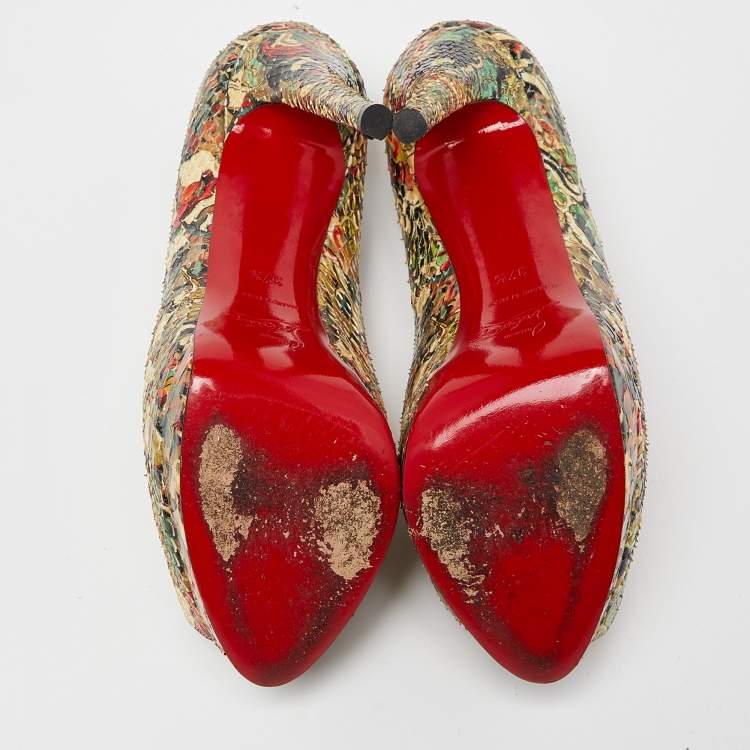 Pre Owned Christian Louboutin Multicolor Python Faience Lucido Palais Royal Pumps Size 37.5