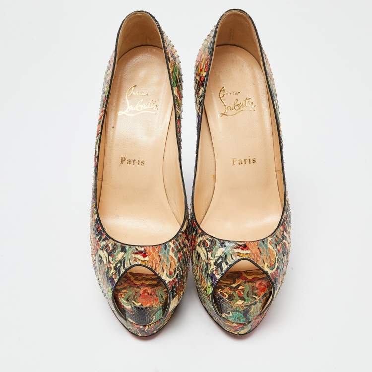 Pre Owned Christian Louboutin Multicolor Python Faience Lucido Palais Royal Pumps Size 37.5