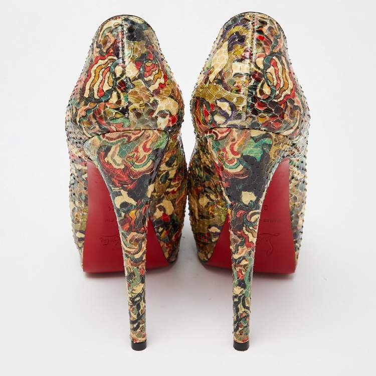 Pre Owned Christian Louboutin Multicolor Python Faience Lucido Palais Royal Pumps Size 37.5
