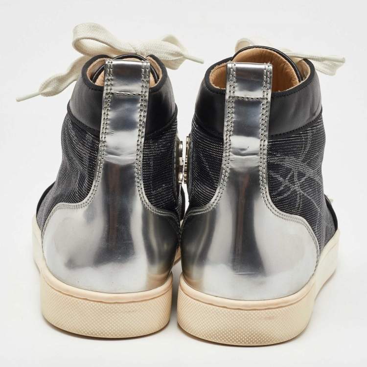 Pre Owned Christian Louboutin Tri Color Leather and Mesh Louis Spikes Orlato Sneakers Size 37.5