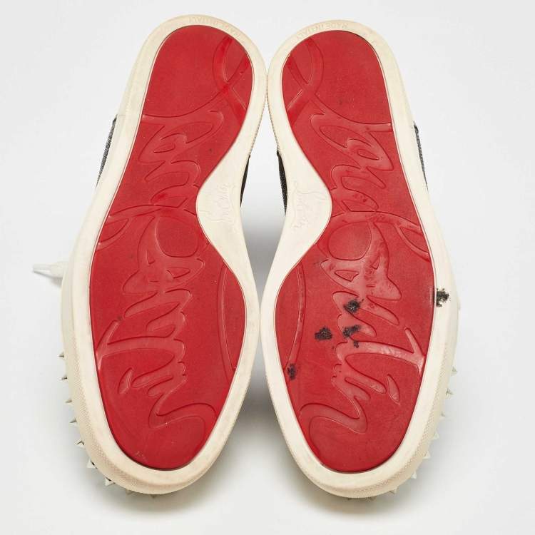 Pre Owned Christian Louboutin Tri Color Leather and Mesh Louis Spikes Orlato Sneakers Size 37.5