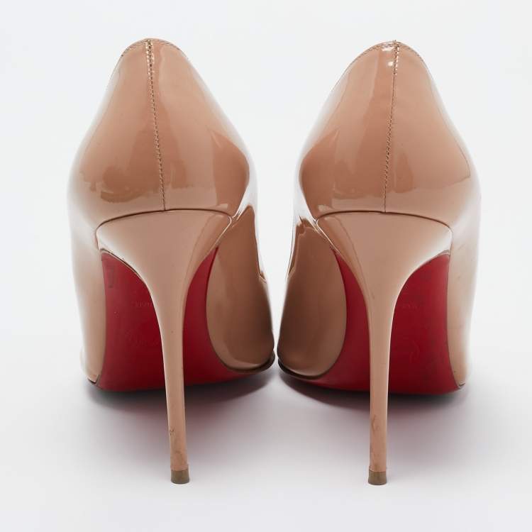 Pre Owned Christian Louboutin Beige Patent Leather So Kate Pumps Size 38.5
