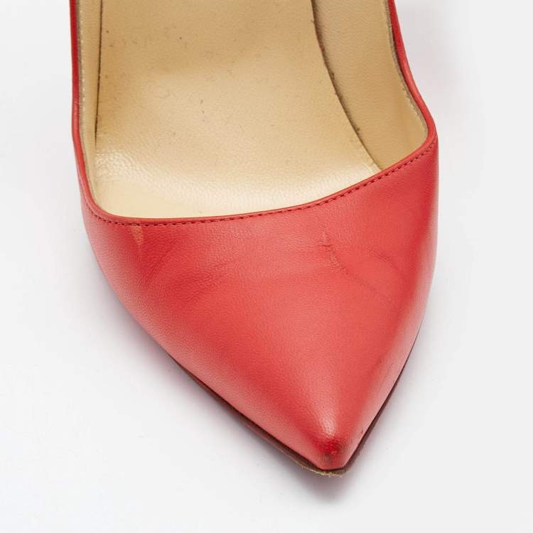 Pre Owned Christian Louboutin Red Leather So Kate Pointed Toe Pumps Size 37