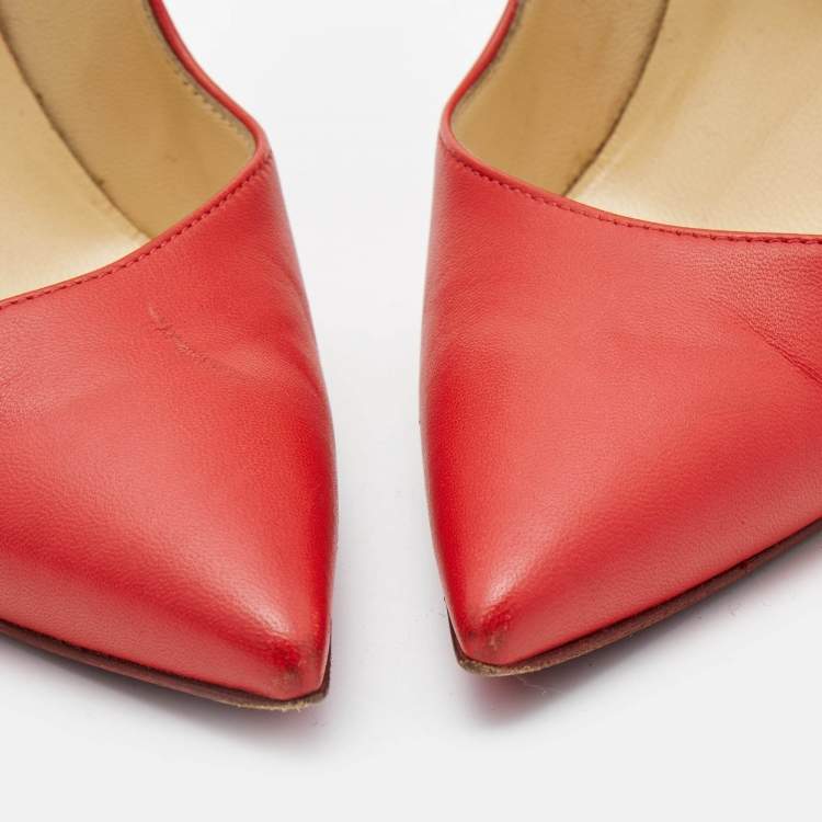Pre Owned Christian Louboutin Red Leather So Kate Pointed Toe Pumps Size 37