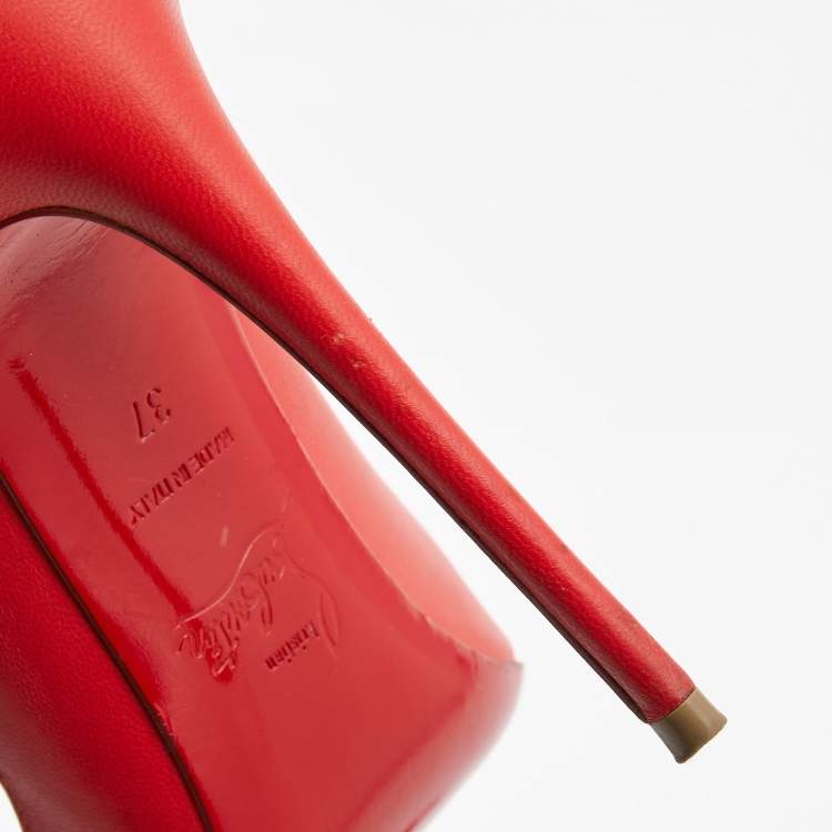 Pre Owned Christian Louboutin Red Leather So Kate Pointed Toe Pumps Size 37