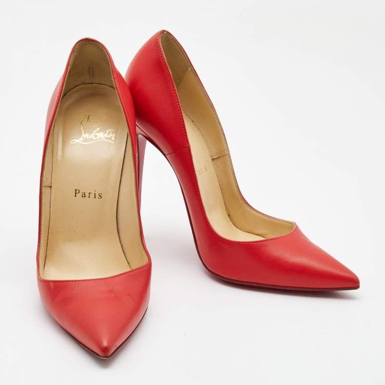 Pre Owned Christian Louboutin Red Leather So Kate Pointed Toe Pumps Size 37