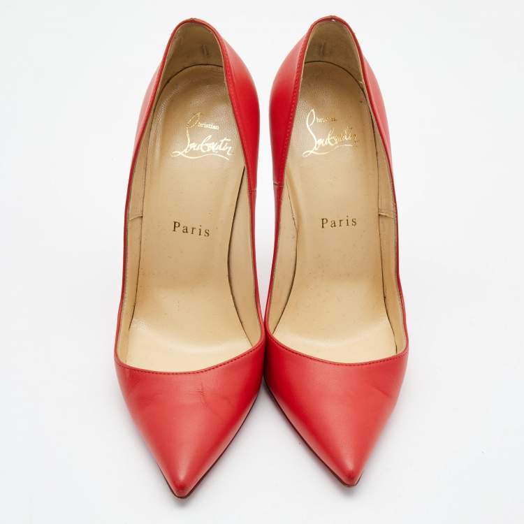 Pre Owned Christian Louboutin Red Leather So Kate Pointed Toe Pumps Size 37