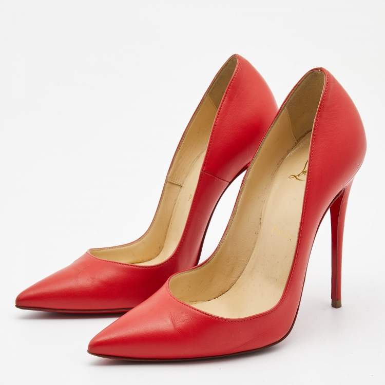Pre Owned Christian Louboutin Red Leather So Kate Pointed Toe Pumps Size 37