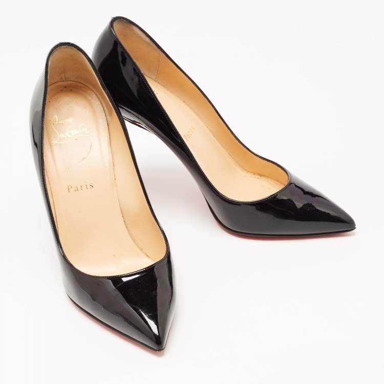 Pre Owned Christian Louboutin Black Patent Leather Pigalle Pumps Size 38