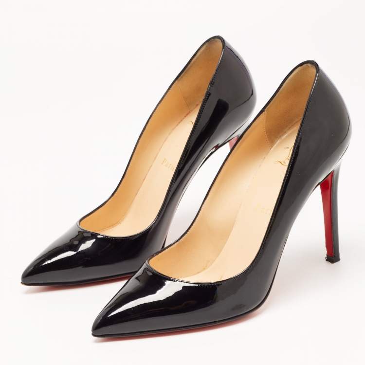 Pre Owned Christian Louboutin Black Patent Leather Pigalle Pumps Size 38