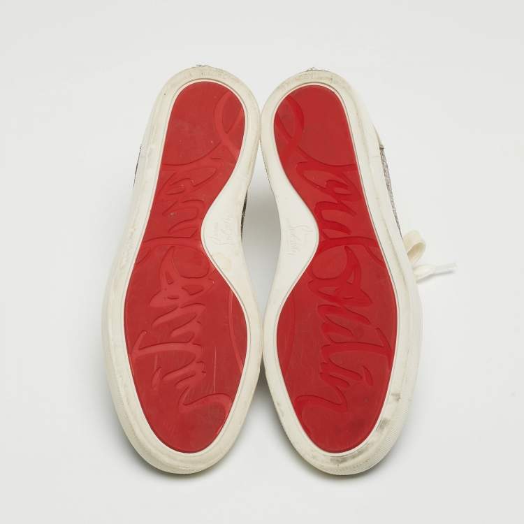 Pre Owned Christian Louboutin Multicolor Coarse Glitter and Leather Gondoliere Sneakers Size 36.5