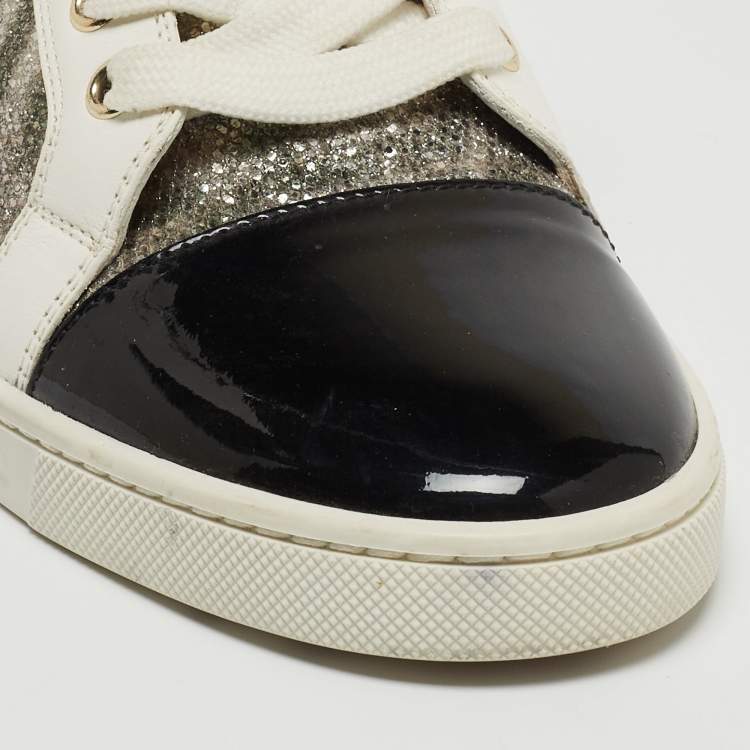 Pre Owned Christian Louboutin Multicolor Coarse Glitter and Leather Gondoliere Sneakers Size 36.5