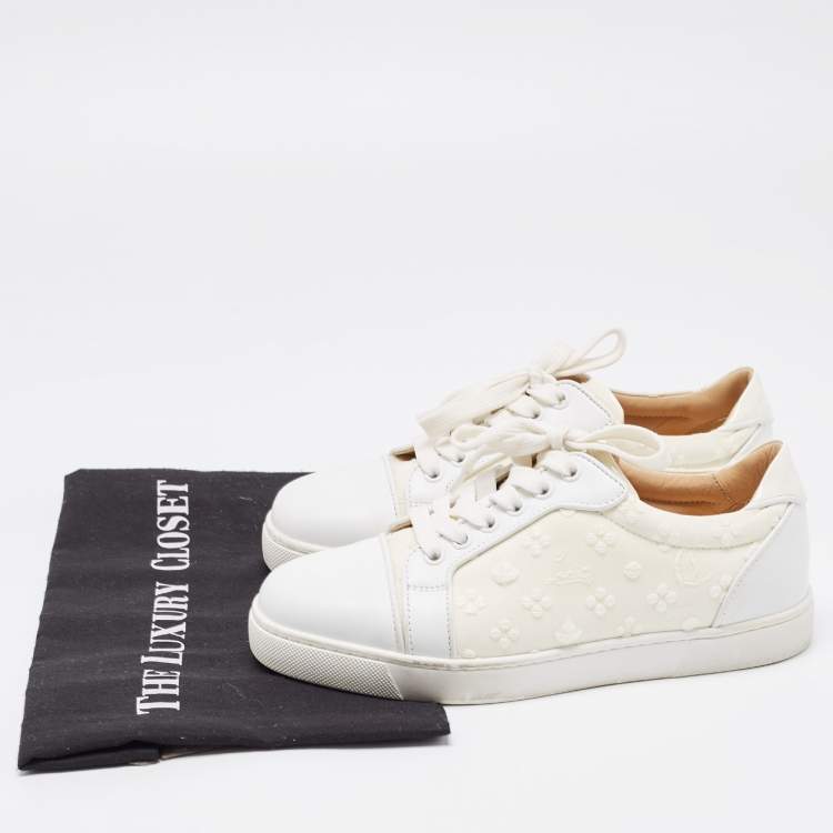 Pre Owned Christian Louboutin White Fabric And Leather Vieira Orlato Trainers Sneakers Size 36.5