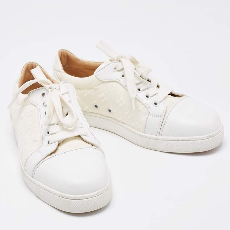Pre Owned Christian Louboutin White Fabric And Leather Vieira Orlato Trainers Sneakers Size 36.5