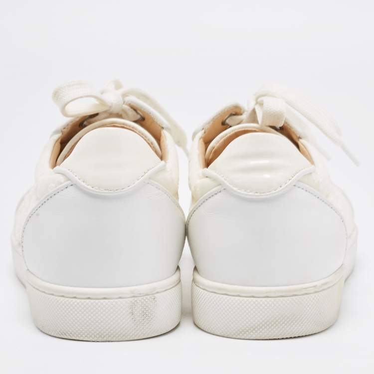 Pre Owned Christian Louboutin White Fabric And Leather Vieira Orlato Trainers Sneakers Size 36.5