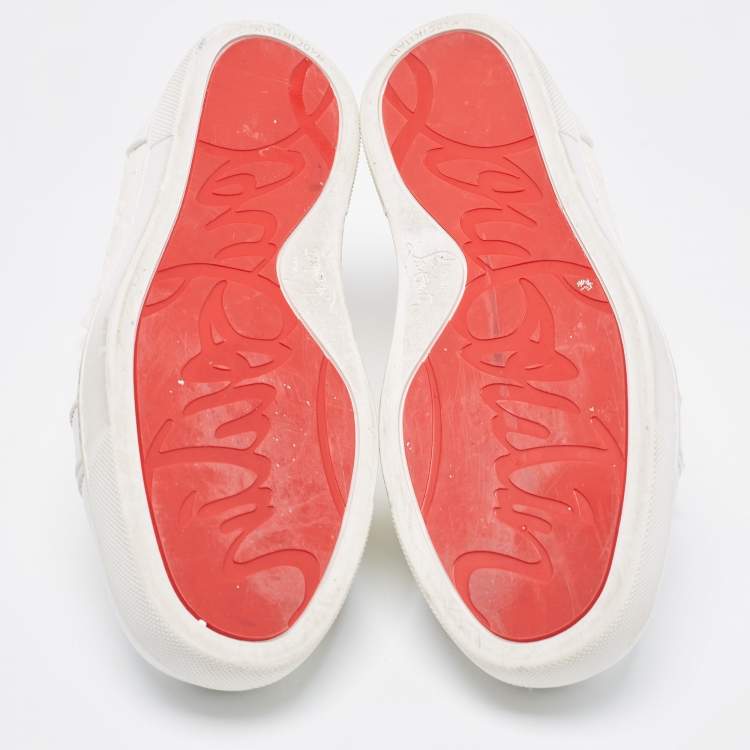 Pre Owned Christian Louboutin White Fabric And Leather Vieira Orlato Trainers Sneakers Size 36.5