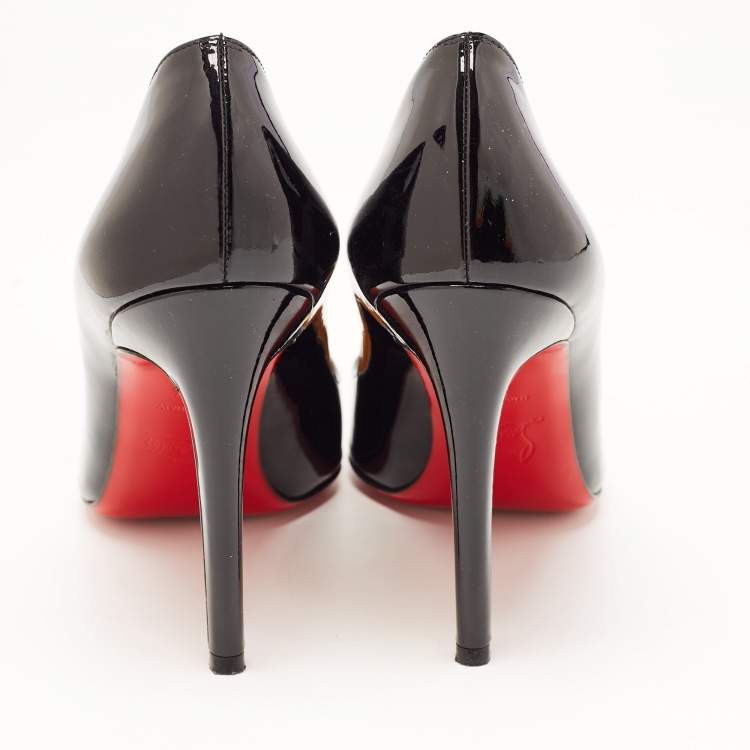 Pre Owned Christian Louboutin Black Patent Leather Pigalle Pumps Size 38.5