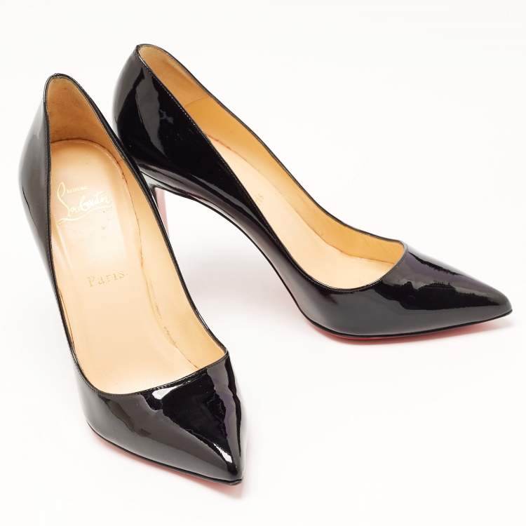 Pre Owned Christian Louboutin Black Patent Leather Pigalle Pumps Size 38.5
