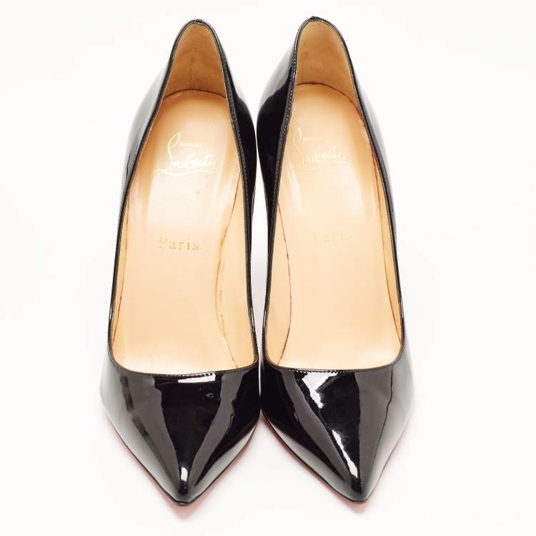 Pre Owned Christian Louboutin Black Patent Leather Pigalle Pumps Size 38.5
