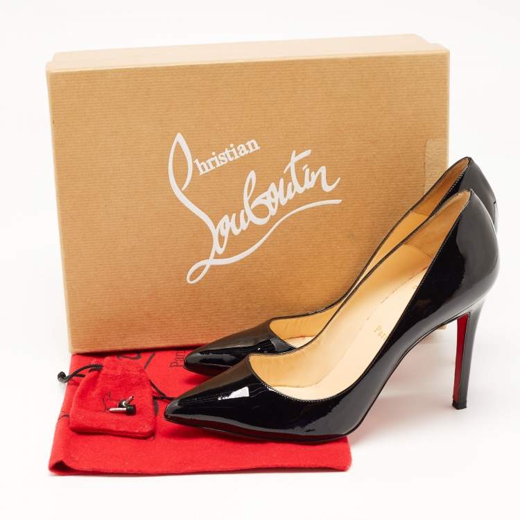 Pre Owned Christian Louboutin Black Patent Leather Pigalle Pumps Size 38.5