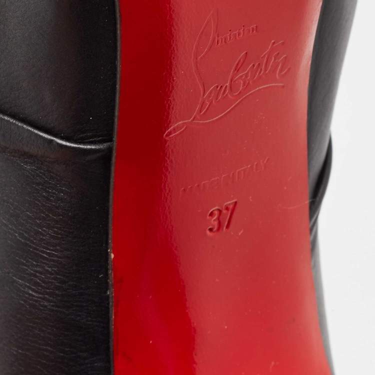 Pre Owned Christian Louboutin Black Leather Mervillon Knee Boots Size 37