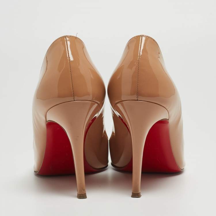 Pre Owned Christian Louboutin Beige Patent Leather Pigalle Pumps Size 41