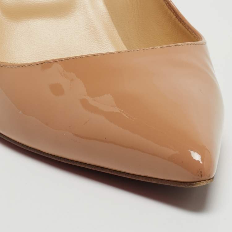 Pre Owned Christian Louboutin Beige Patent Leather Pigalle Pumps Size 41