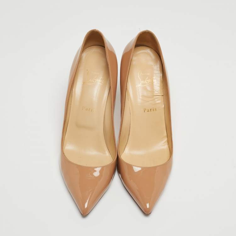 Pre Owned Christian Louboutin Beige Patent Leather Pigalle Pumps Size 41