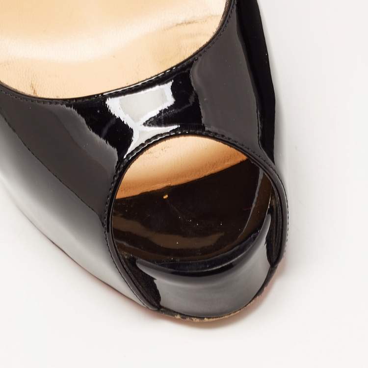 Pre Owned Christian Louboutin Black Patent Very Prive Pumps Size 40