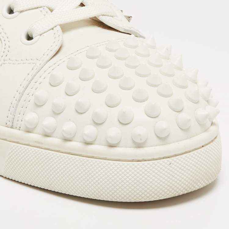 Pre Owned Christian Louboutin White Leather Louis Spikes High Top Sneakers Size 39