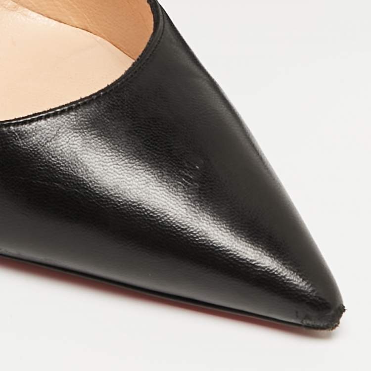 Pre Owned Christian Louboutin Black Leather So Kate Pumps Size 38