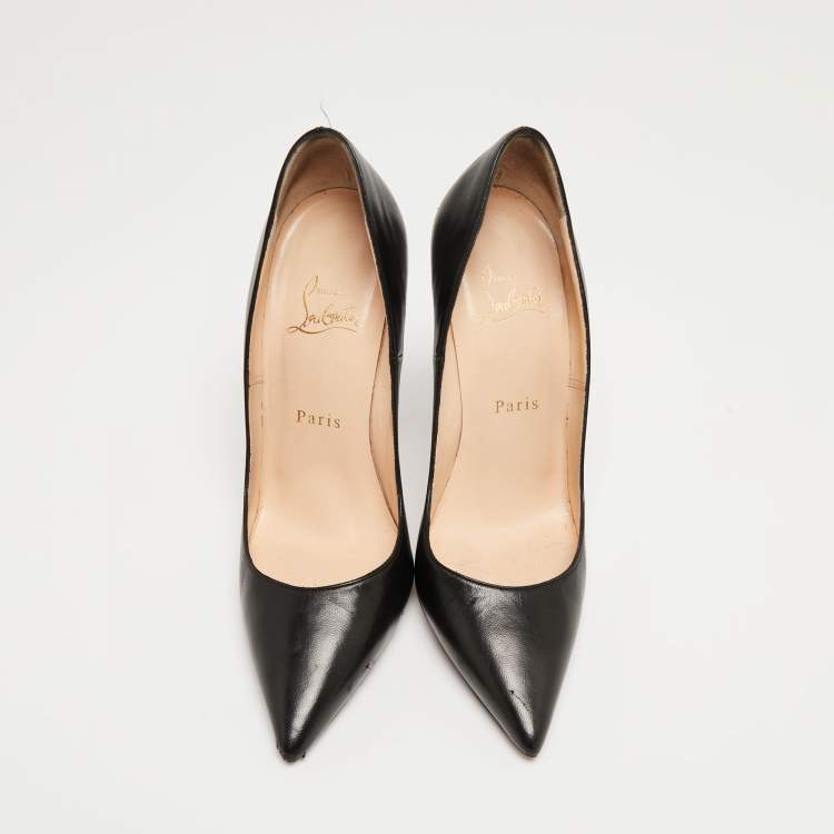 Pre Owned Christian Louboutin Black Leather So Kate Pumps Size 38