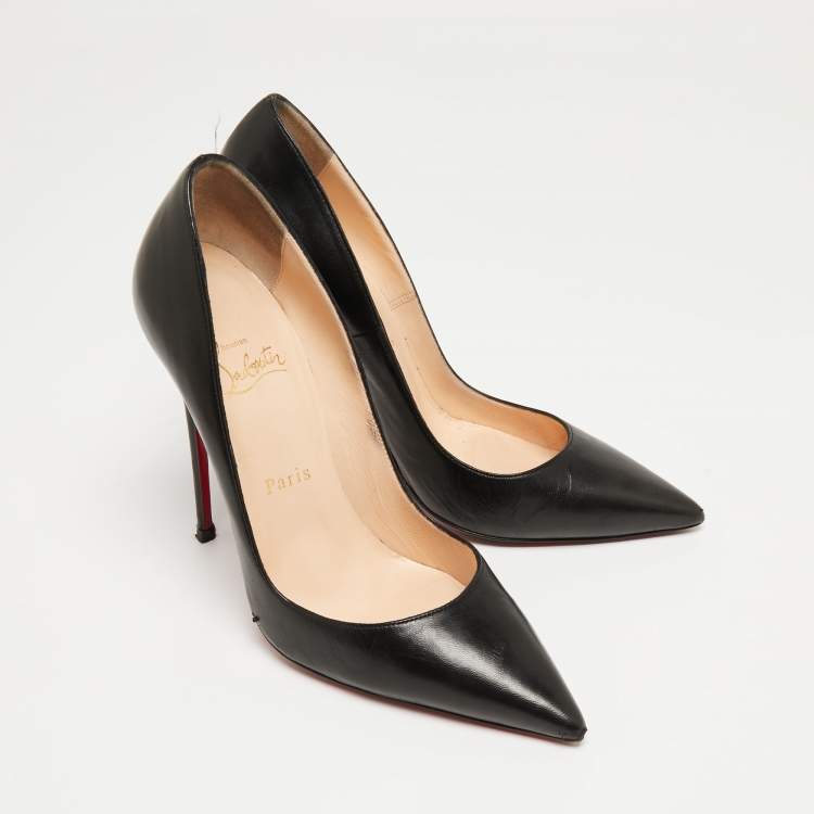 Pre Owned Christian Louboutin Black Leather So Kate Pumps Size 38