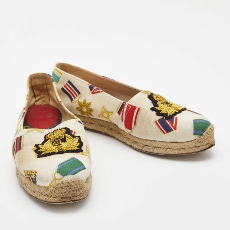 Pre Owned Christian Louboutin Multicolor Printed Canvas Papi Hugo Espadrille Flats Size 36