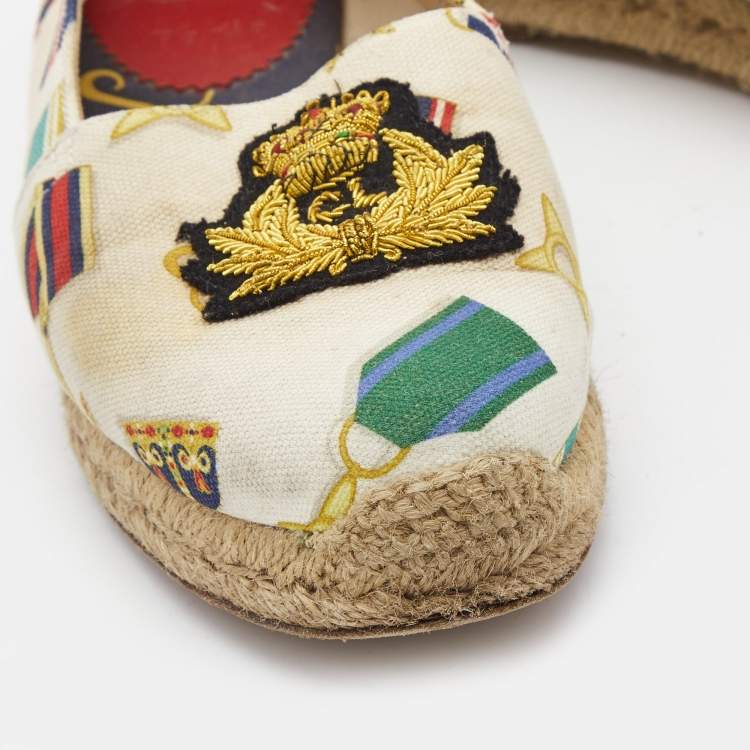 Pre Owned Christian Louboutin Multicolor Printed Canvas Papi Hugo Espadrille Flats Size 36