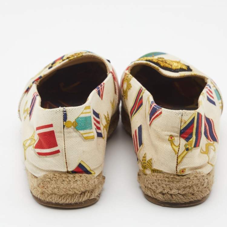 Pre Owned Christian Louboutin Multicolor Printed Canvas Papi Hugo Espadrille Flats Size 36