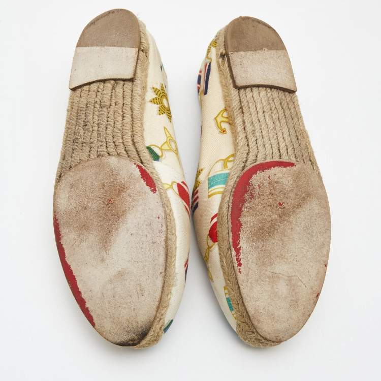 Pre Owned Christian Louboutin Multicolor Printed Canvas Papi Hugo Espadrille Flats Size 36