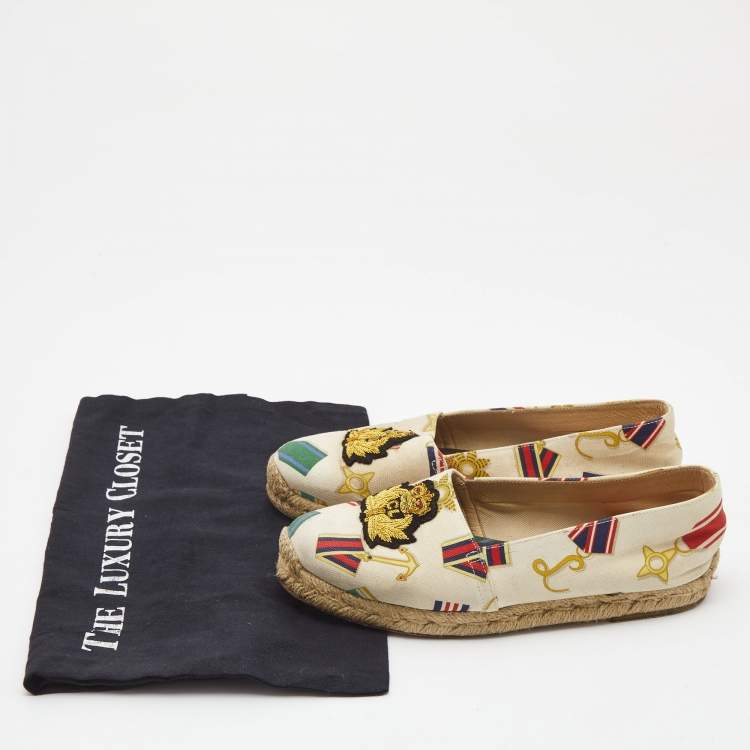 Pre Owned Christian Louboutin Multicolor Printed Canvas Papi Hugo Espadrille Flats Size 36