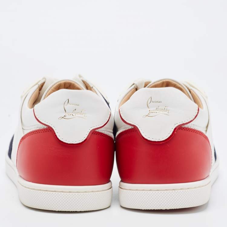 Pre Owned Christian Louboutin Tricolor Leather and Canvas Elastikid Sneakers Size 37